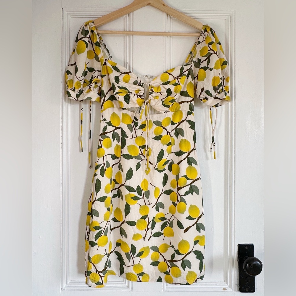 🏷️ NWT 🍋 Lemon Print Eggie x UO Victoria Dress. SIZE XS - Picture 3 of 6